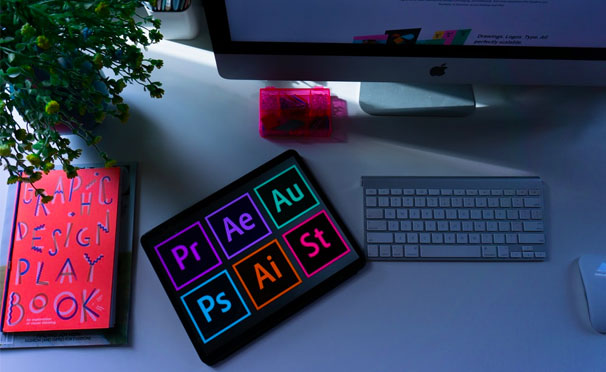 Showing graphic design software logos